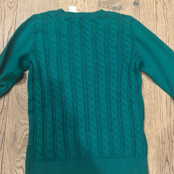 Talbots Green Cable Knit Crew Neck Sweater - Picture 4 of 5